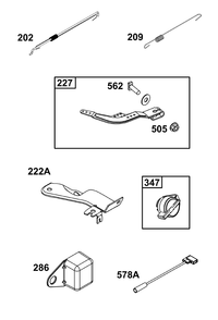 Controls Group Diagram and Parts List for 10R232-0027-H5 100000 - 19Z999 Briggs and Stratton Engine